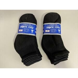 Debra Weitzner Size 9-11 Diabetic Socks Loose Socks 6 Pairs Crew Black -042048
